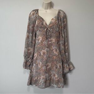 Molly Green Earth Tone Paisley Print Dress Size S